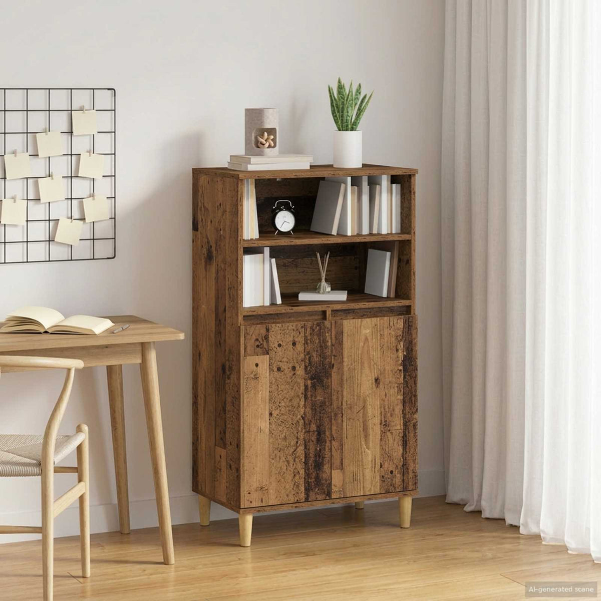 Hoge kast Eikenhout 60 x 36 x 110 cm Bewerkt hout