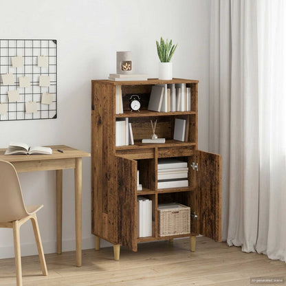 Hoge kast Eikenhout 60 x 36 x 110 cm Bewerkt hout