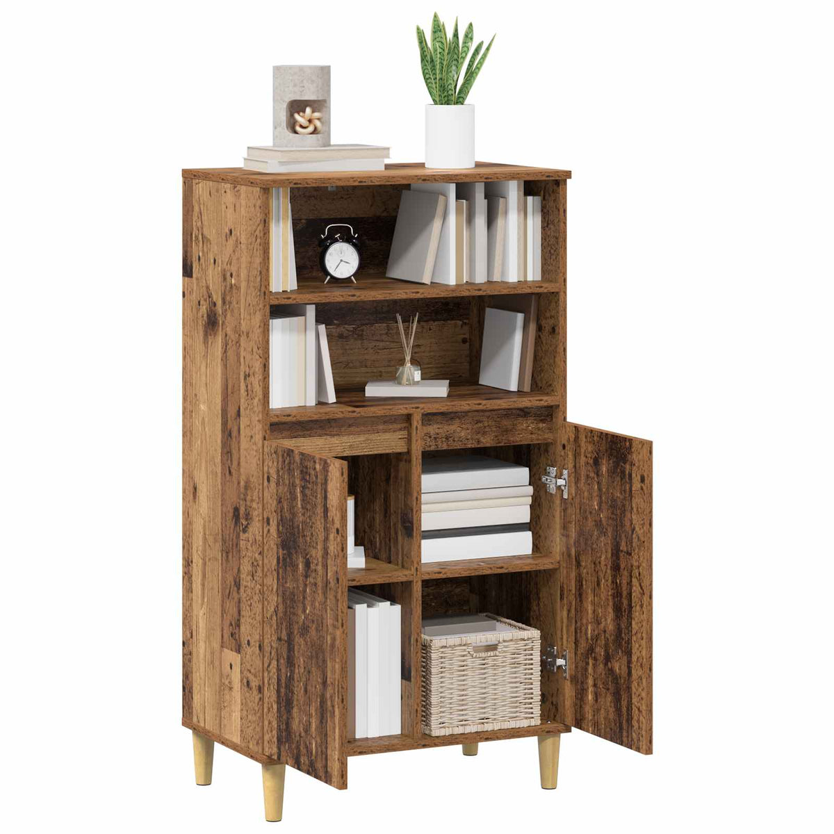 Hoge kast Eikenhout 60 x 36 x 110 cm Bewerkt hout