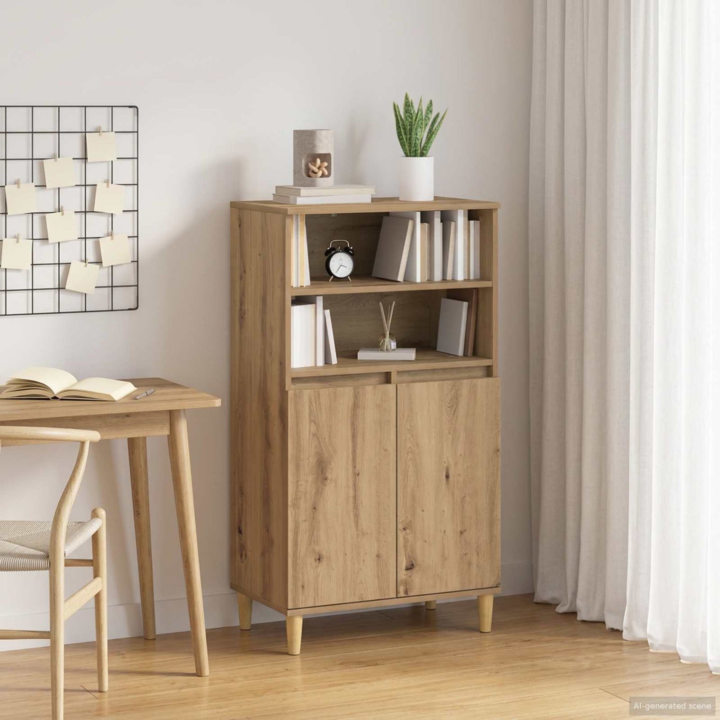Hoge kast Artisanaal eiken 60 x 36 x 110 cm Bewerkt hout