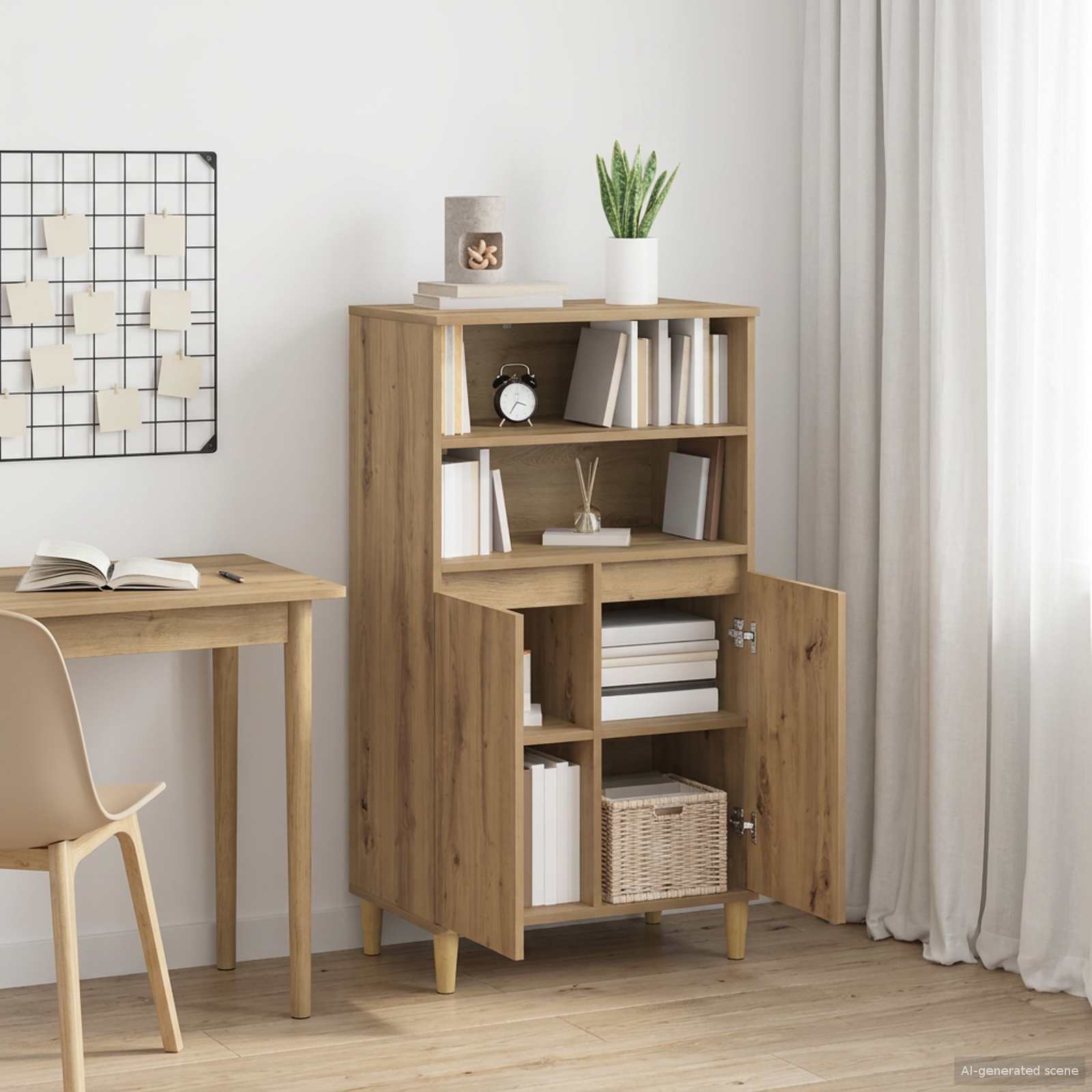 Hoge kast Artisanaal eiken 60 x 36 x 110 cm Bewerkt hout