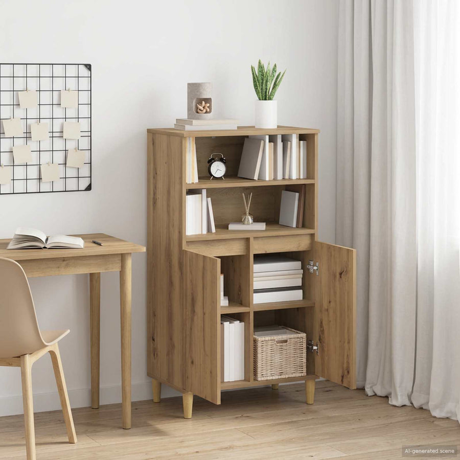 Hoge kast Artisanaal eiken 60 x 36 x 110 cm Bewerkt hout