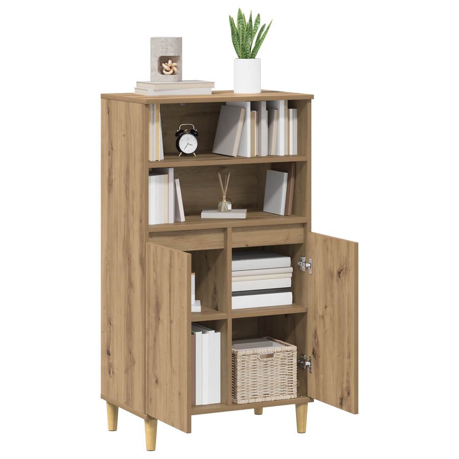 Hoge kast Artisanaal eiken 60 x 36 x 110 cm Bewerkt hout
