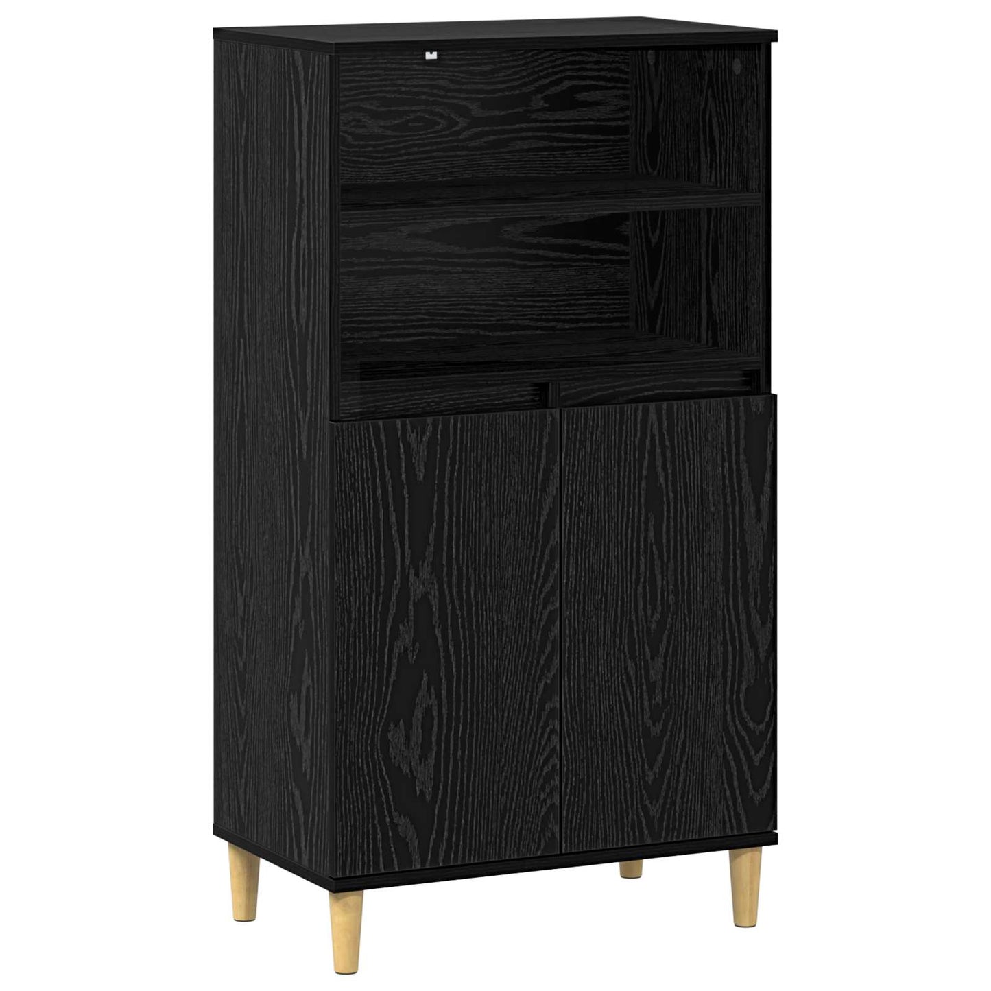 Hoge kast Zwart eiken 60 x 36 x 110 cm Bewerkt hout