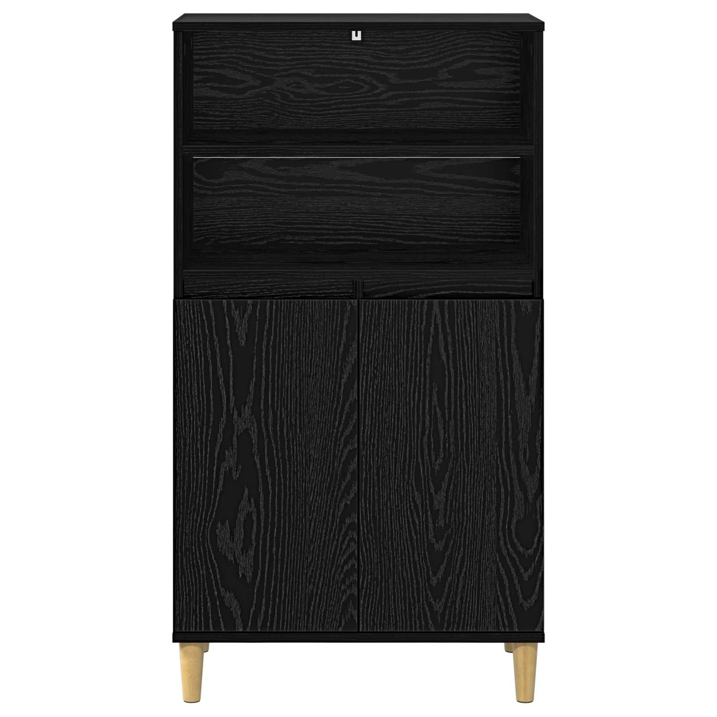 Hoge kast Zwart eiken 60 x 36 x 110 cm Bewerkt hout