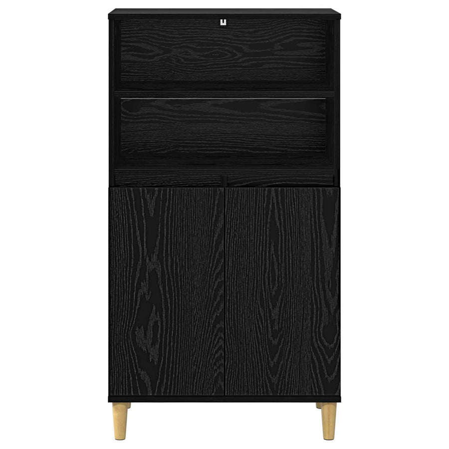 Hoge kast Zwart eiken 60 x 36 x 110 cm Bewerkt hout