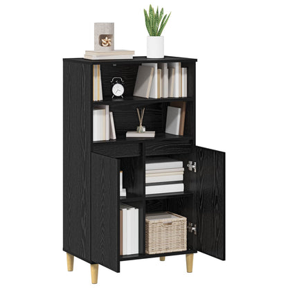 Hoge kast Zwart eiken 60 x 36 x 110 cm Bewerkt hout
