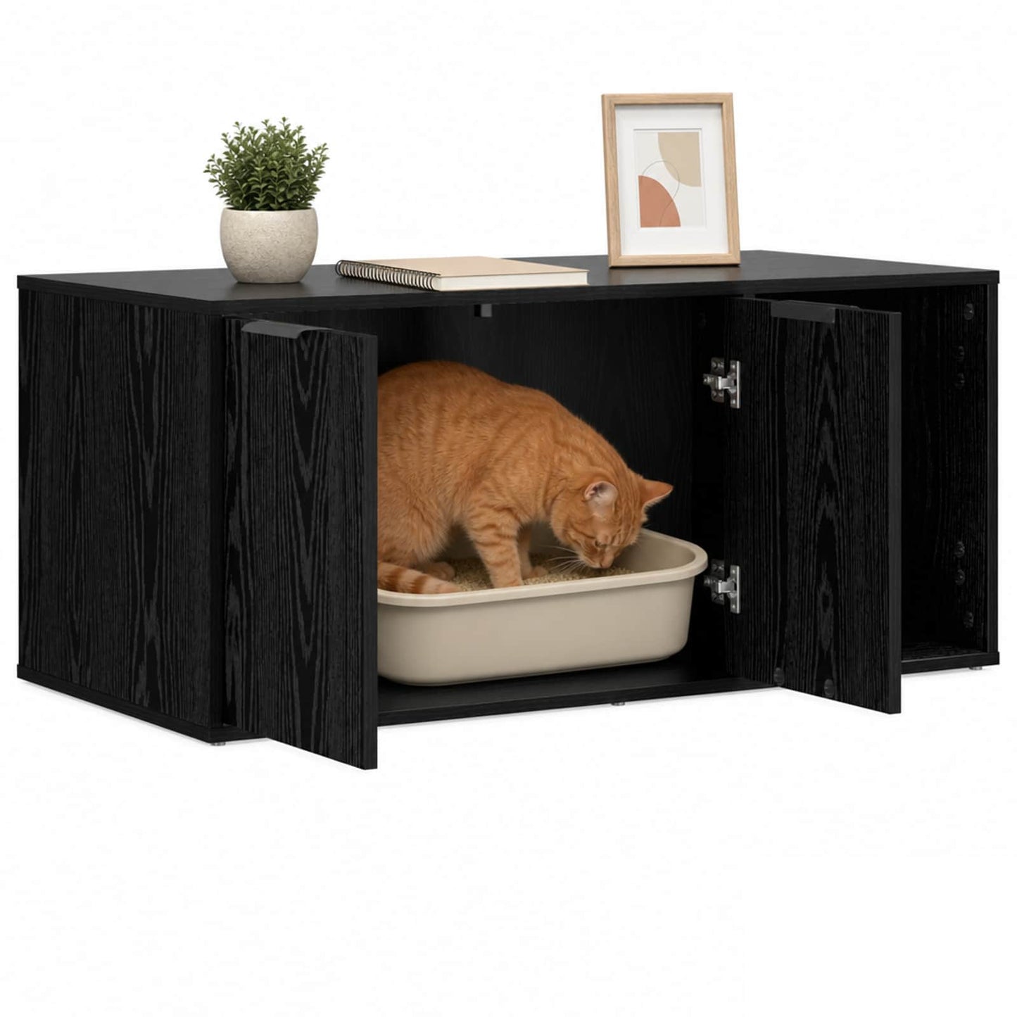Kattenkrat meubel Zwart eiken 100 x 49 x 45 cm Bewerkt hout