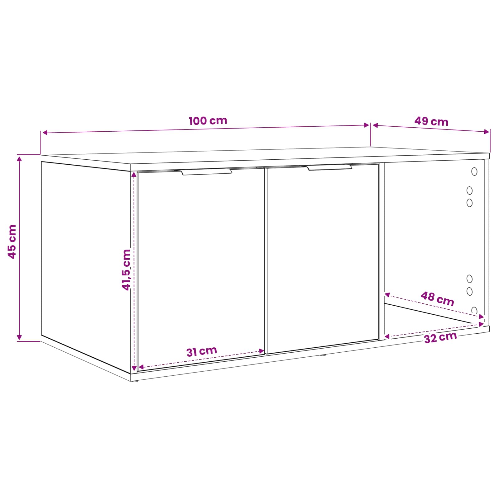 Kattenkrat meubel Zwart eiken 100 x 49 x 45 cm Bewerkt hout