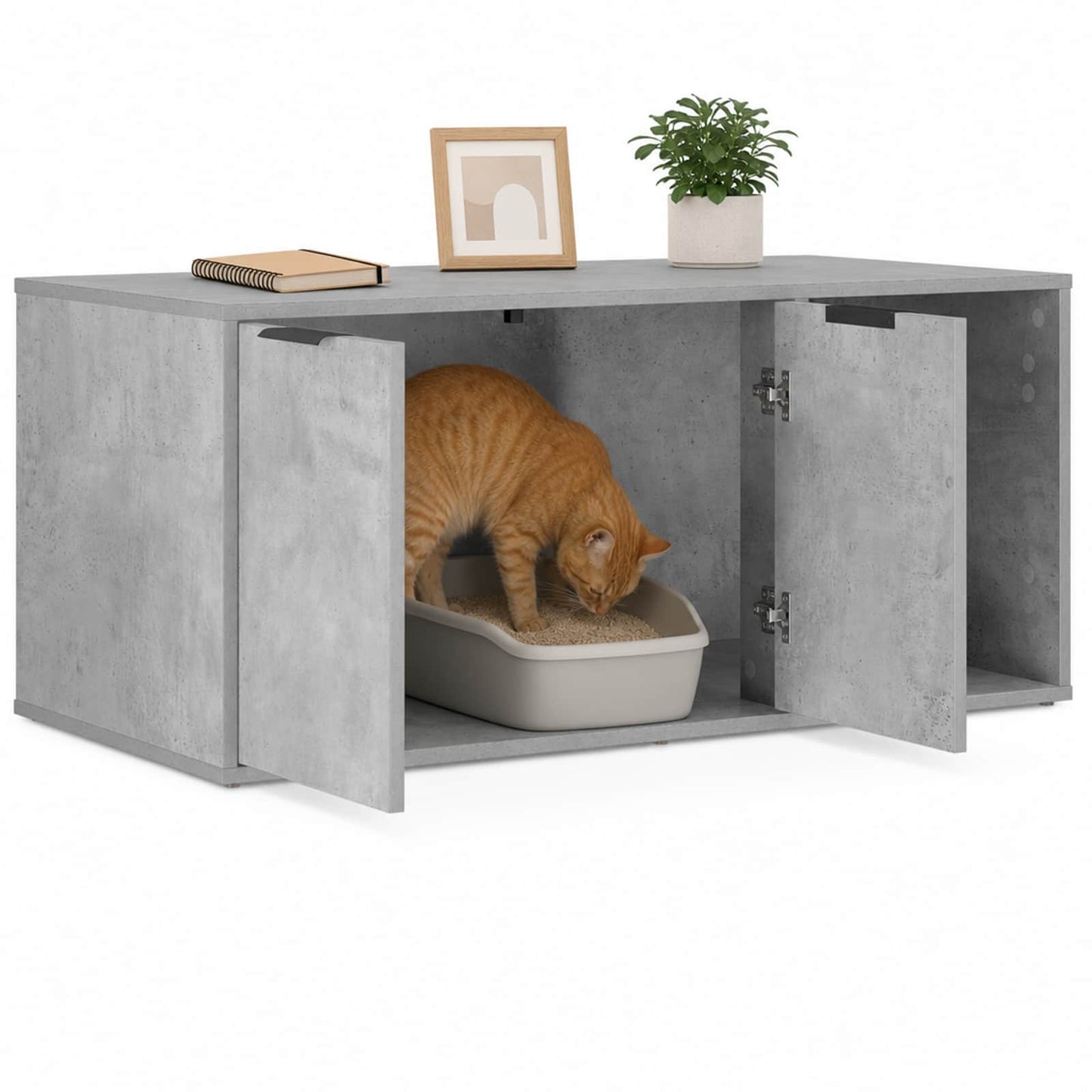Kattenkrat meubel Betongrijs 100 x 49 x 45 cm Bewerkt hout