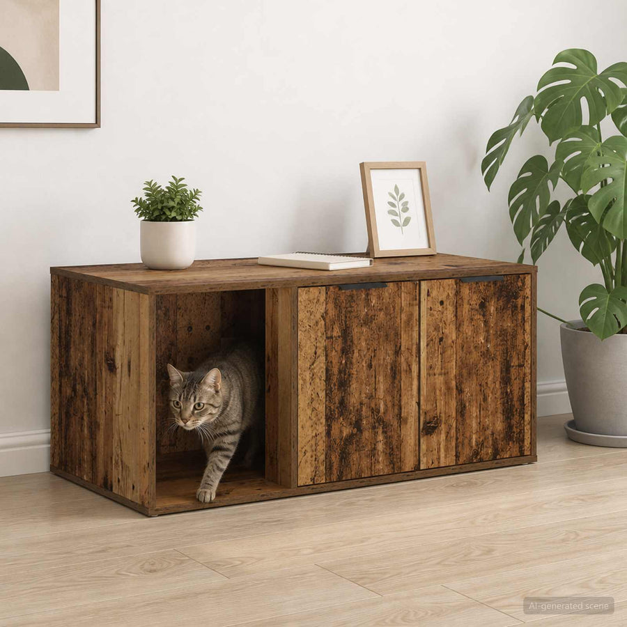 Kattenkrat meubel Oud hout 100 x 49 x 45 cm Bewerkt hout