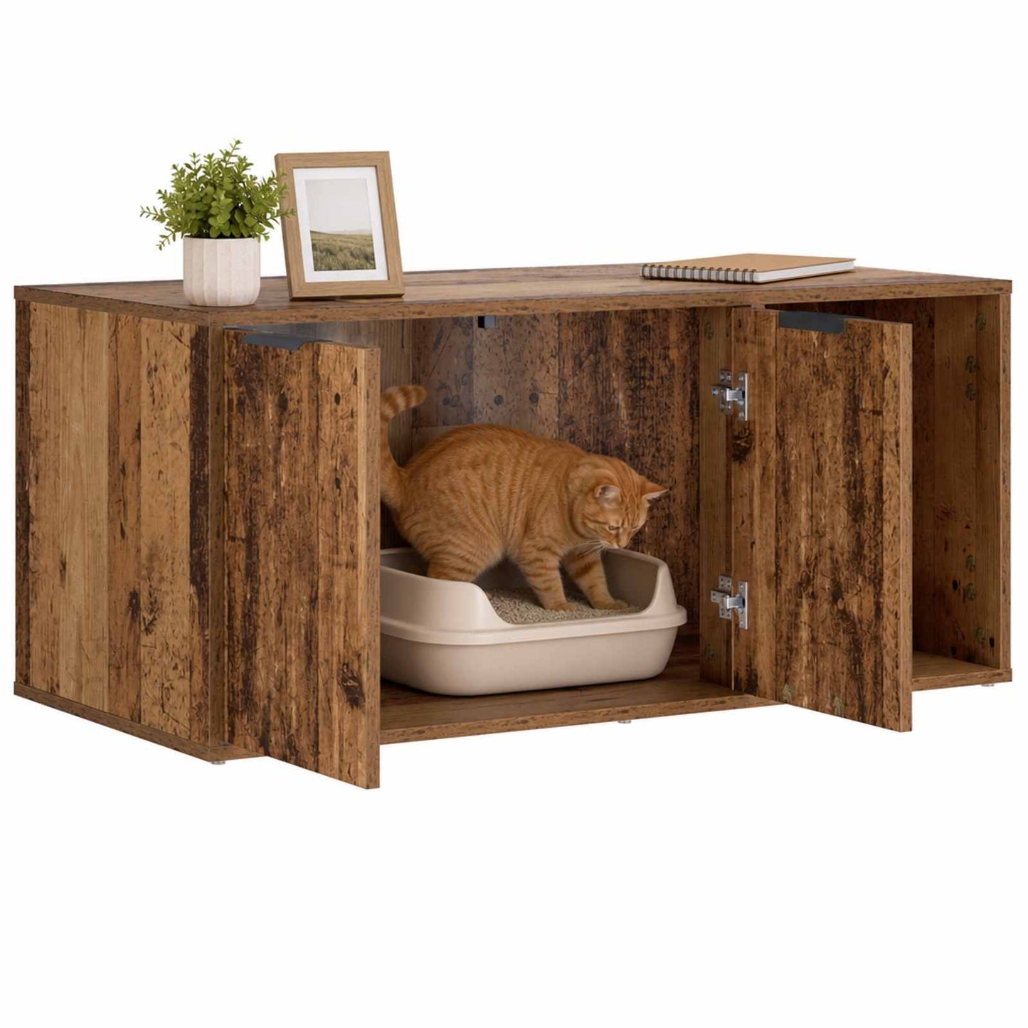 Kattenkrat meubel Oud hout 100 x 49 x 45 cm Bewerkt hout