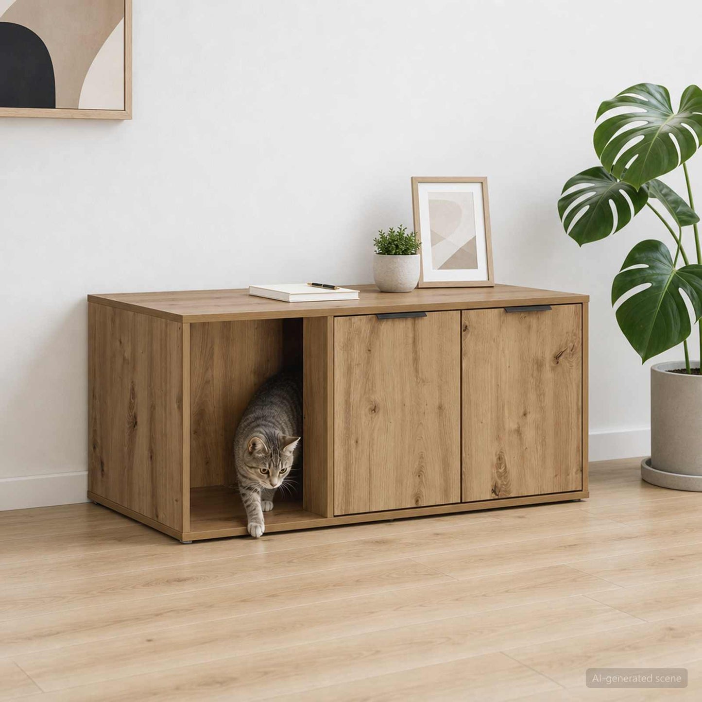 Kattenkrat meubel Artisanaal eiken 100 x 49 x 45 cm