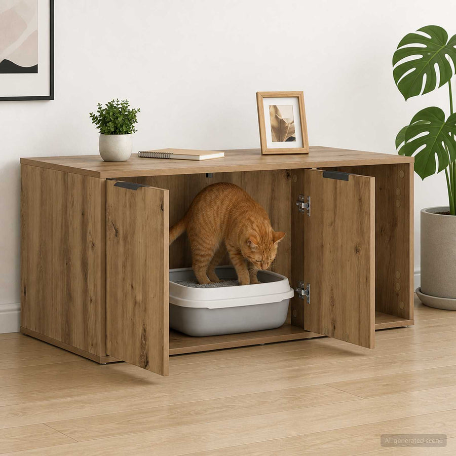 Kattenkrat meubel Artisanaal eiken 100 x 49 x 45 cm