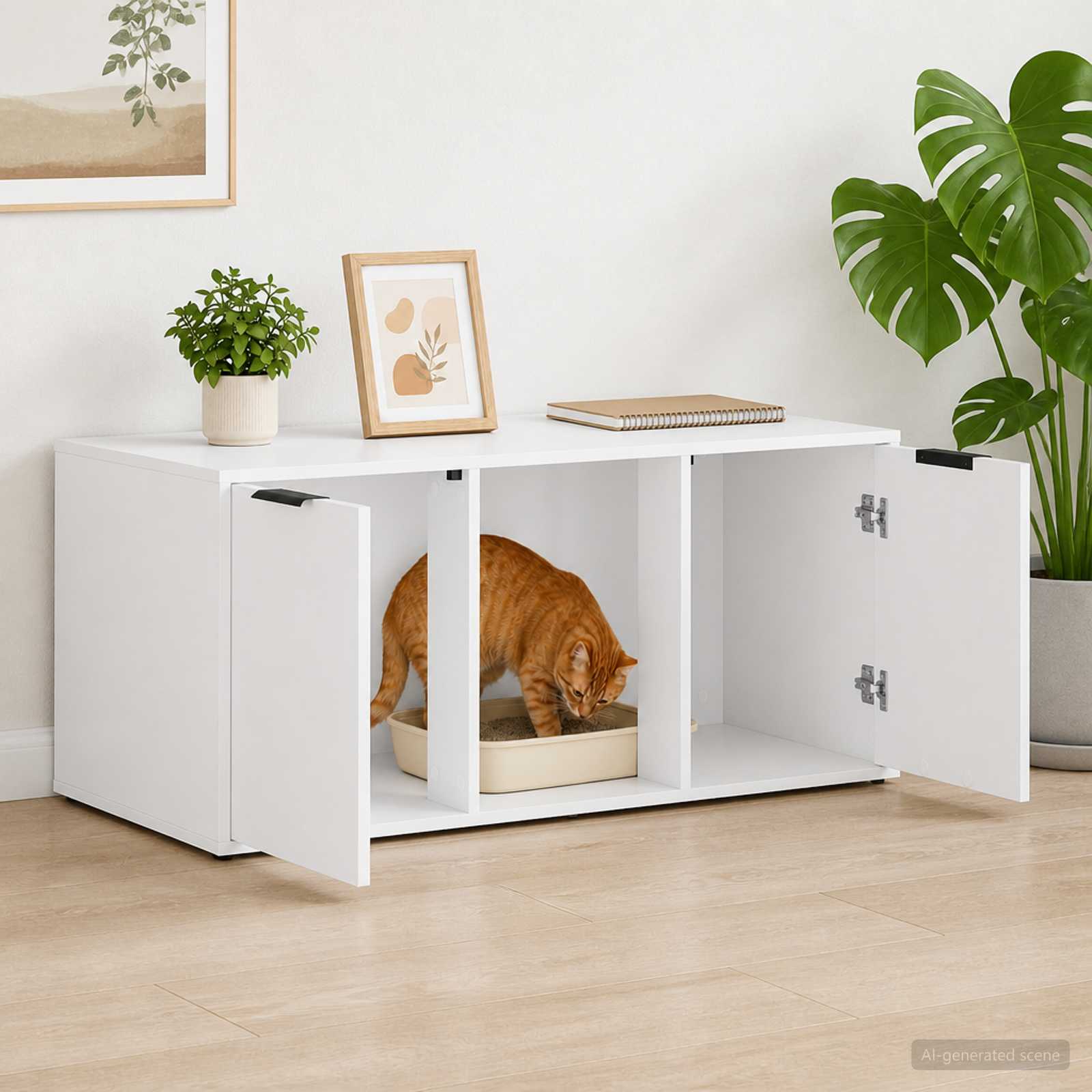 Kattenkrat meubel Wit 100 x 49 x 45 cm Bewerkt hout