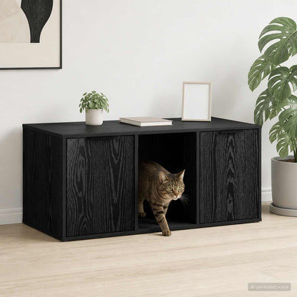 Kattenkrat meubel Zwart eiken 100 x 49 x 45 cm Bewerkt hout