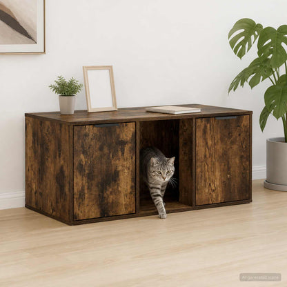 Kattenkrat meubel Gerookt eiken 100 x 49 x 45 cm Bewerkt hout