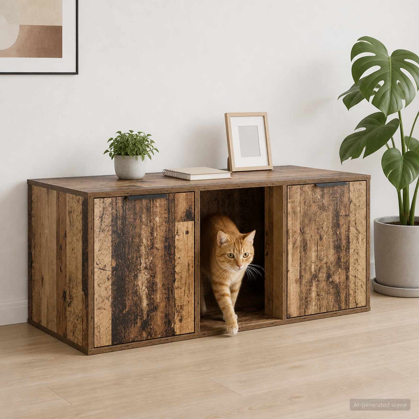 Kattenkrat meubel Oud hout 100 x 49 x 45 cm Bewerkt hout