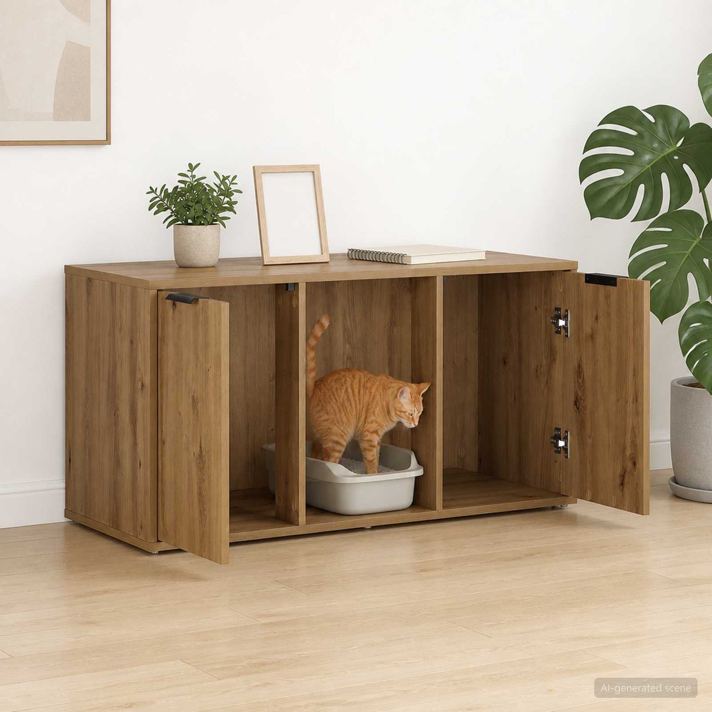Kattenkrat meubel Artisanaal eiken 100 x 49 x 45 cm