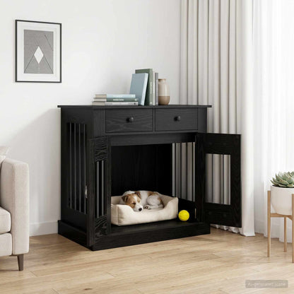 Hond Bench Meubel Zwart eiken 80 x 47,5 x 80 cm Bewerkt hout