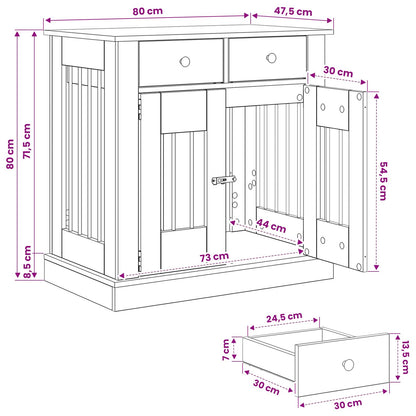 Hond Bench Meubel Zwart eiken 80 x 47,5 x 80 cm Bewerkt hout