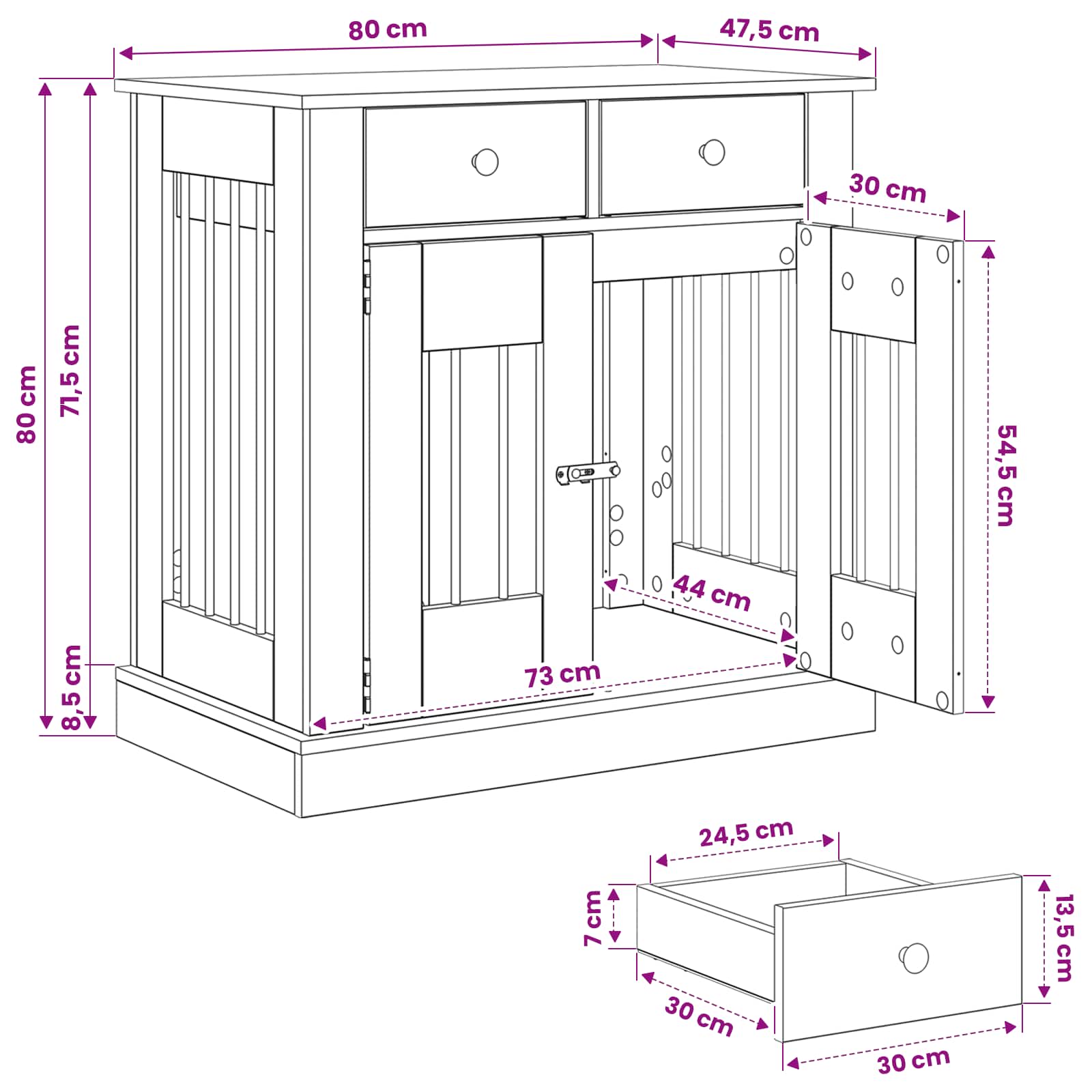 Hond Bench Meubel Sonoma Eiken 80 x 47,5 x 80 cm Bewerkt hout