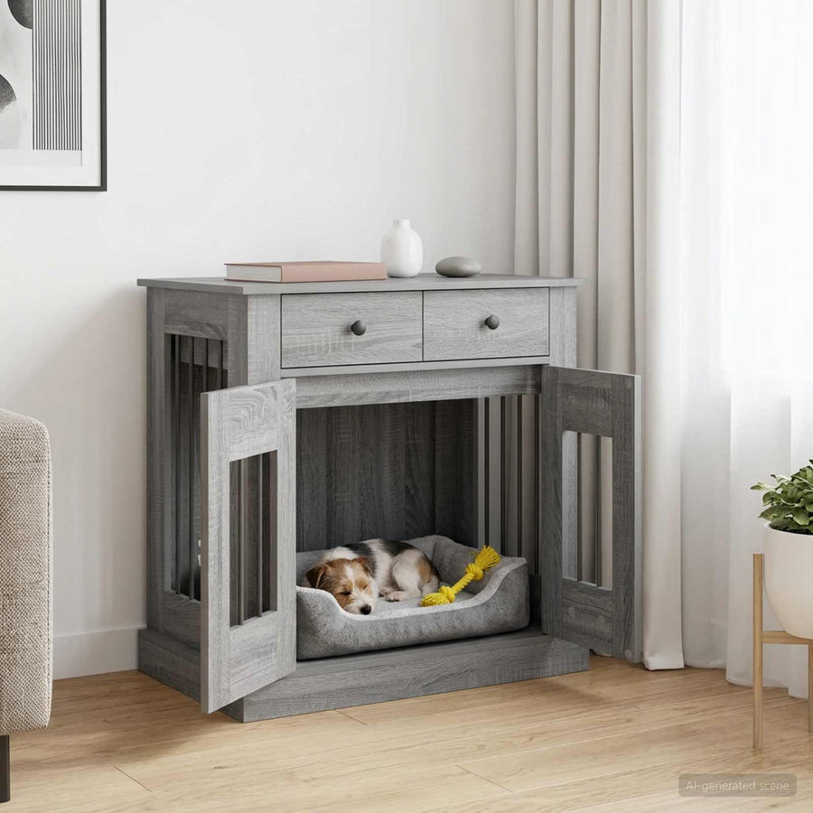 Hond Bench Meubel Grijs Sonoma 80 x 47,5 x 80 cm Bewerkt hout