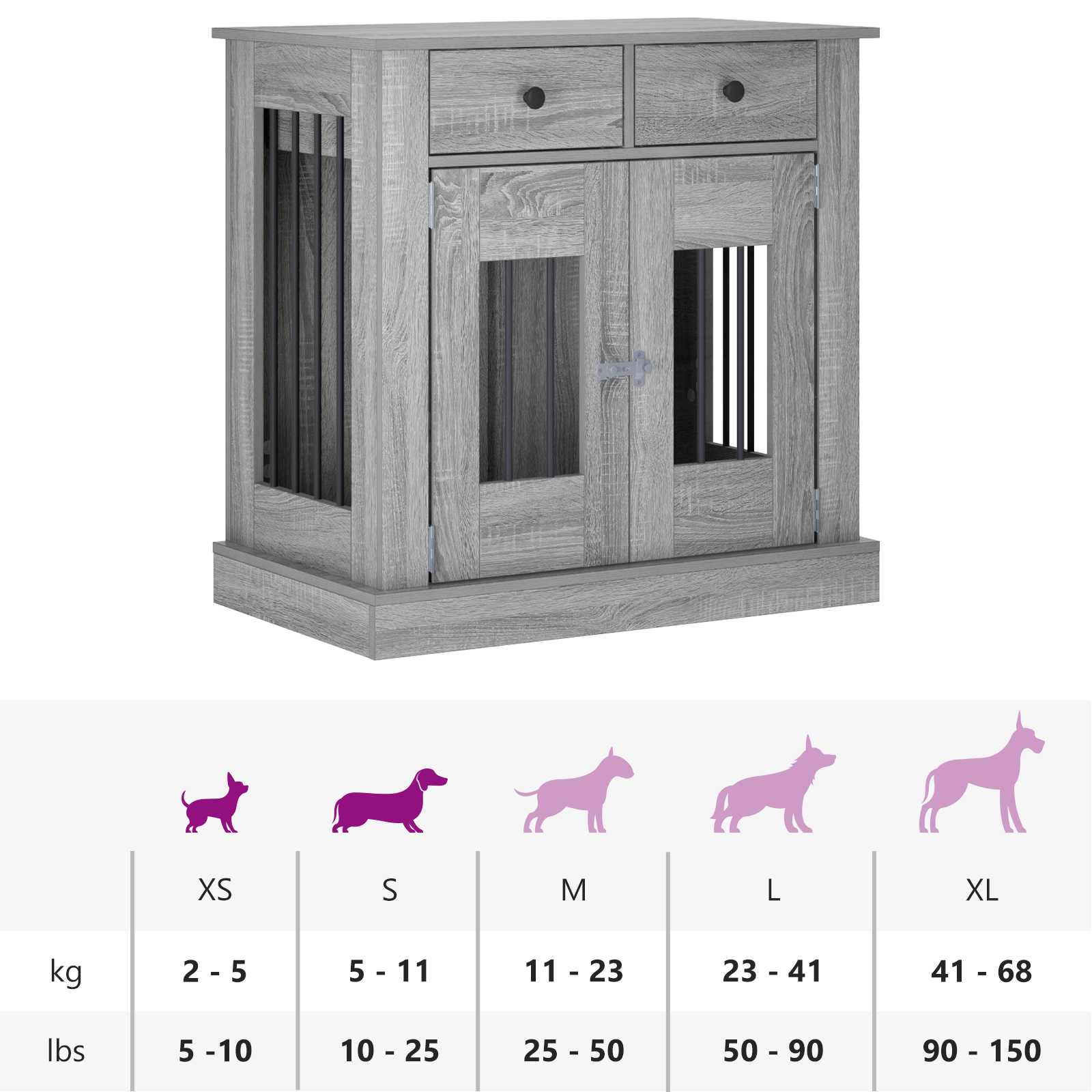 Hond Bench Meubel Grijs Sonoma 80 x 47,5 x 80 cm Bewerkt hout