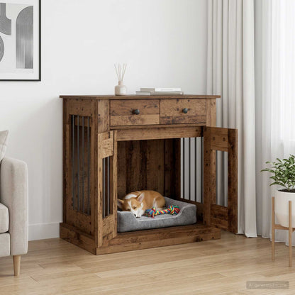 Hond Bench Meubel Oud hout 80 x 47,5 x 80 cm Bewerkt hout