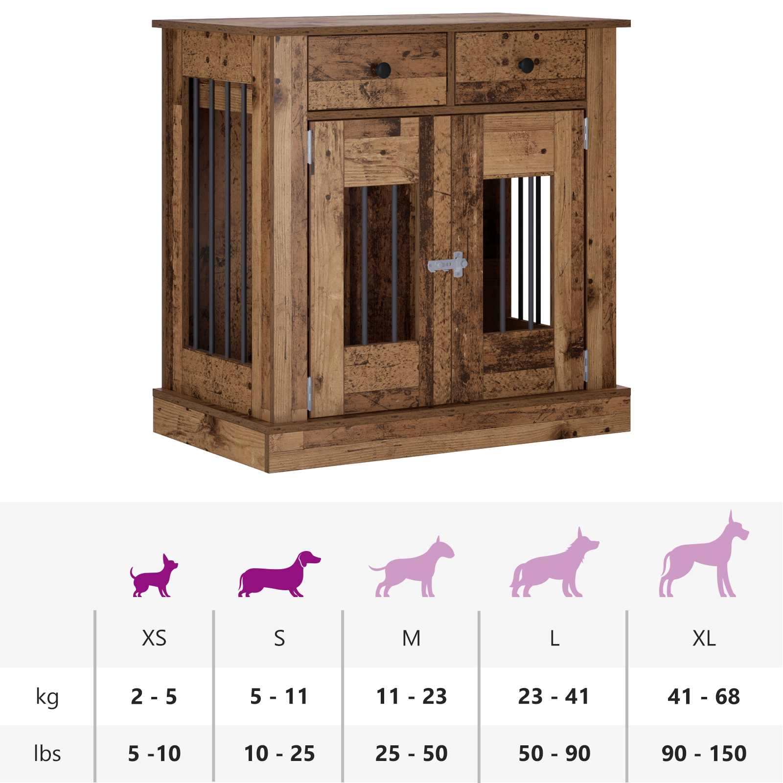 Hond Bench Meubel Oud hout 80 x 47,5 x 80 cm Bewerkt hout