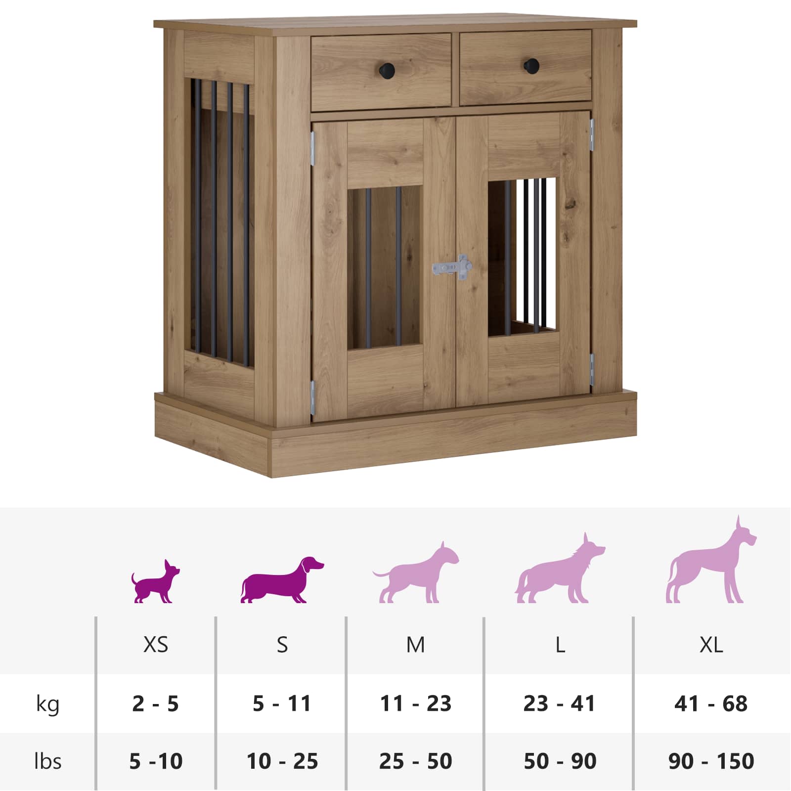 Hond Bench Meubel Artisanaal eiken 80 x 47,5 x 80 cm