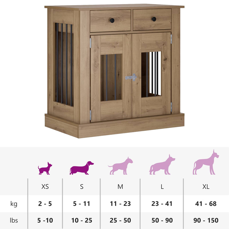 Hond Bench Meubel Artisanaal eiken 80 x 47,5 x 80 cm