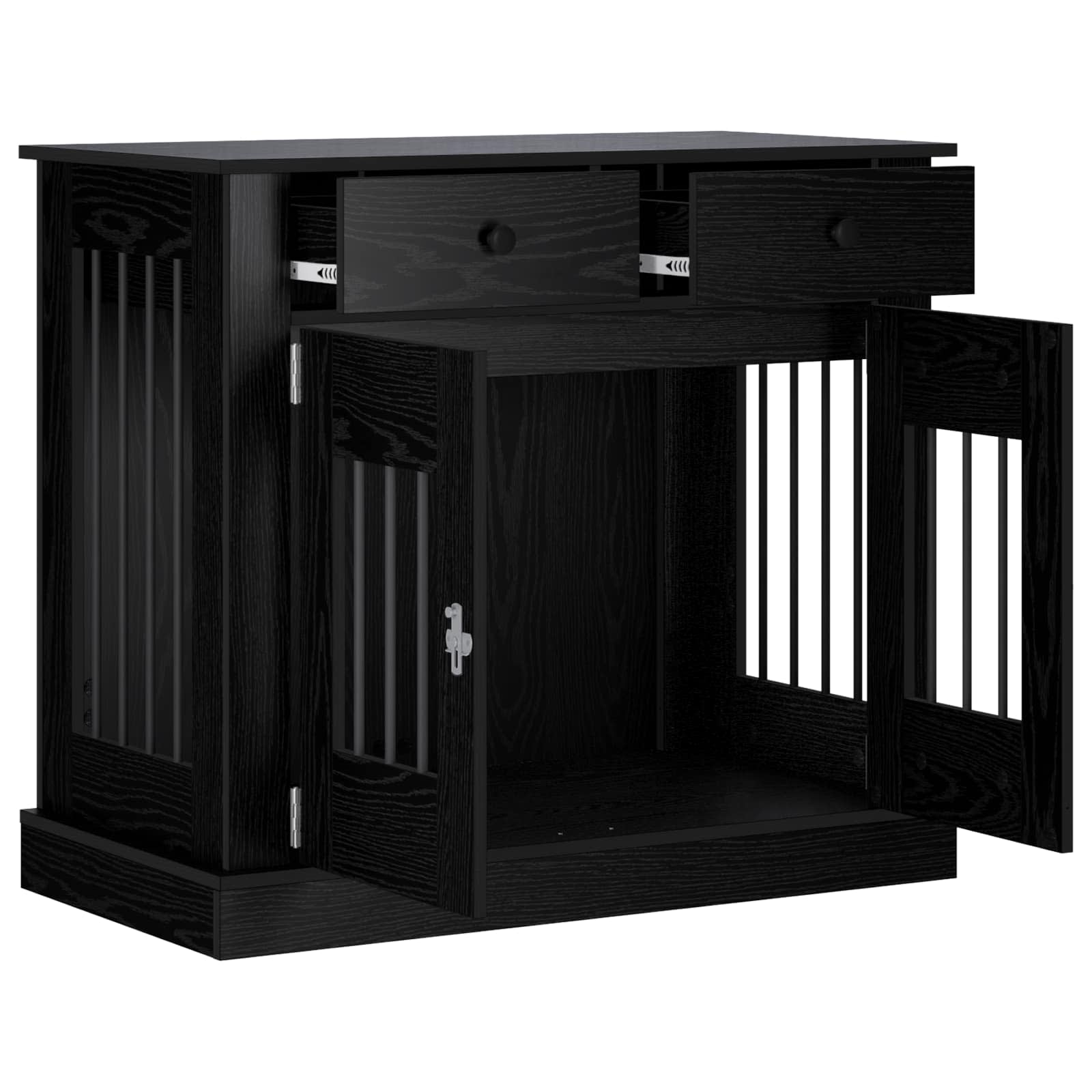 Hond Bench Meubel Zwart eiken 90 x 47,5 x 80 cm Bewerkt hout