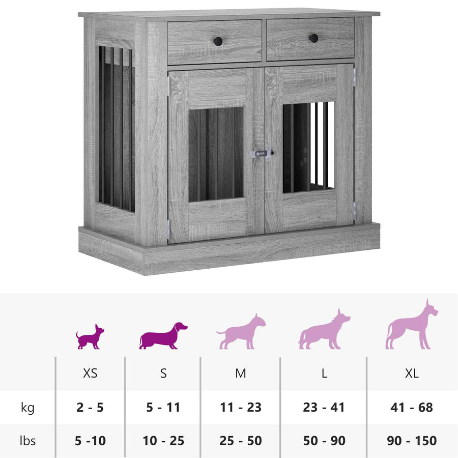 Hond Bench Meubel Grijs Sonoma 90 x 47,5 x 80 cm Bewerkt hout