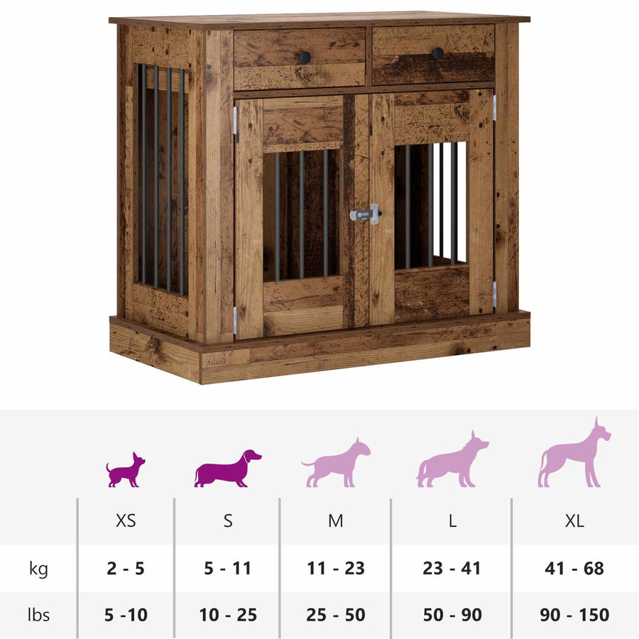 Hond Bench Meubel Oud hout 90 x 47,5 x 80 cm Bewerkt hout