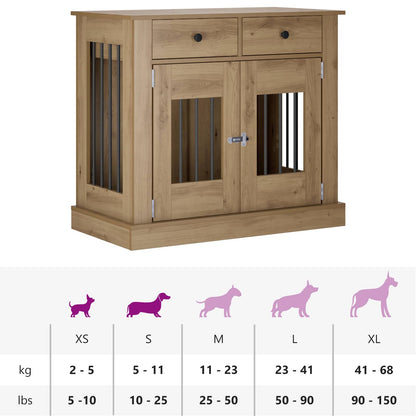 Hond Bench Meubel Artisanaal eiken 90 x 47,5 x 80 cm