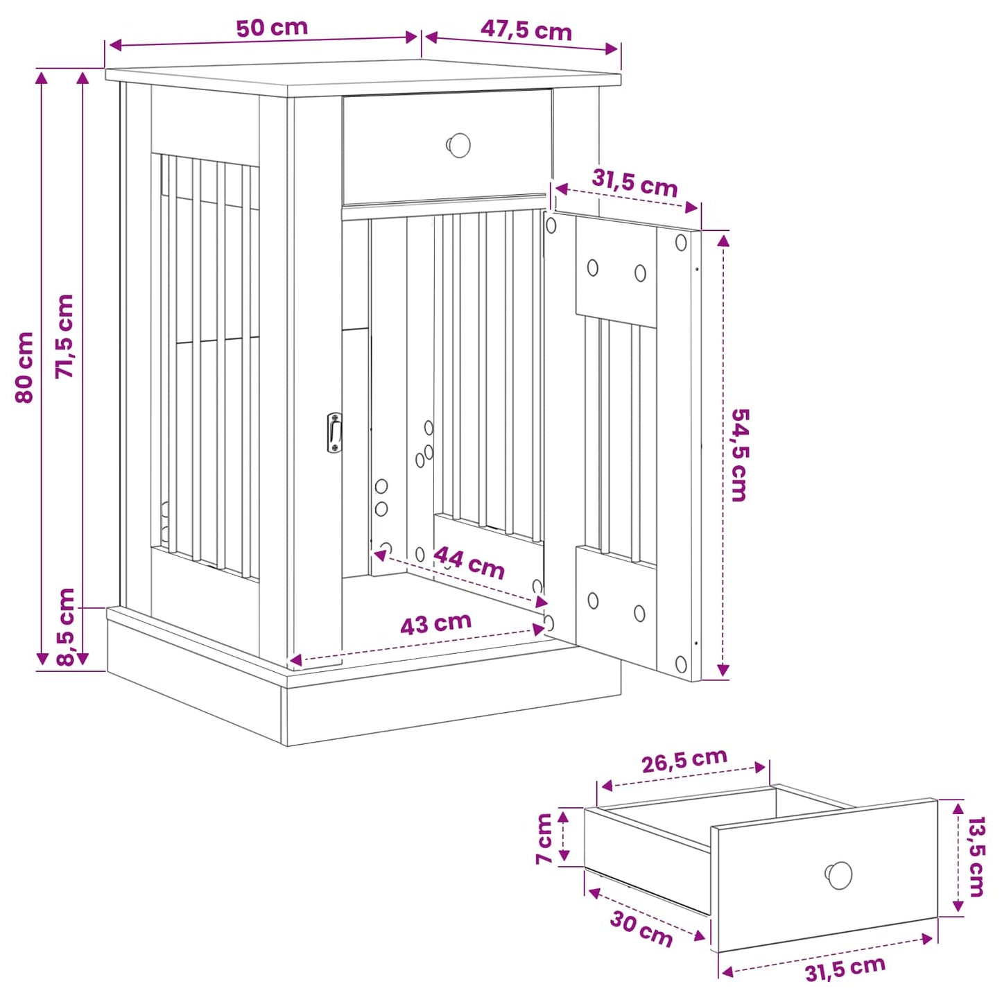 Hond Bench Meubel Sonoma Eiken 50 x 47,5 x 80 cm Bewerkt hout