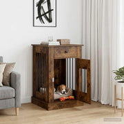 Hondenhok 50x47,5x80 cm gerookt eiken bewerkt hout