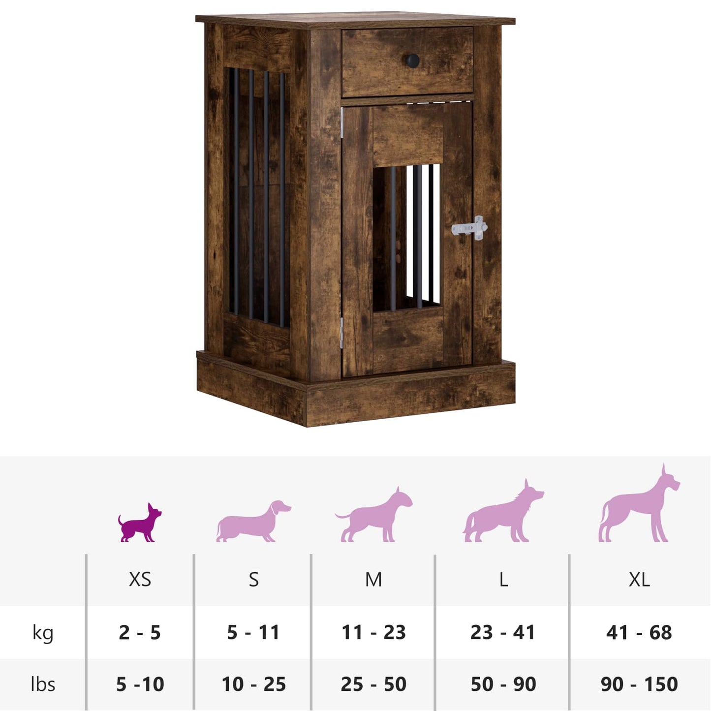 Hond Bench Meubel Gerookt eiken 50 x 47,5 x 80 cm Bewerkt hout