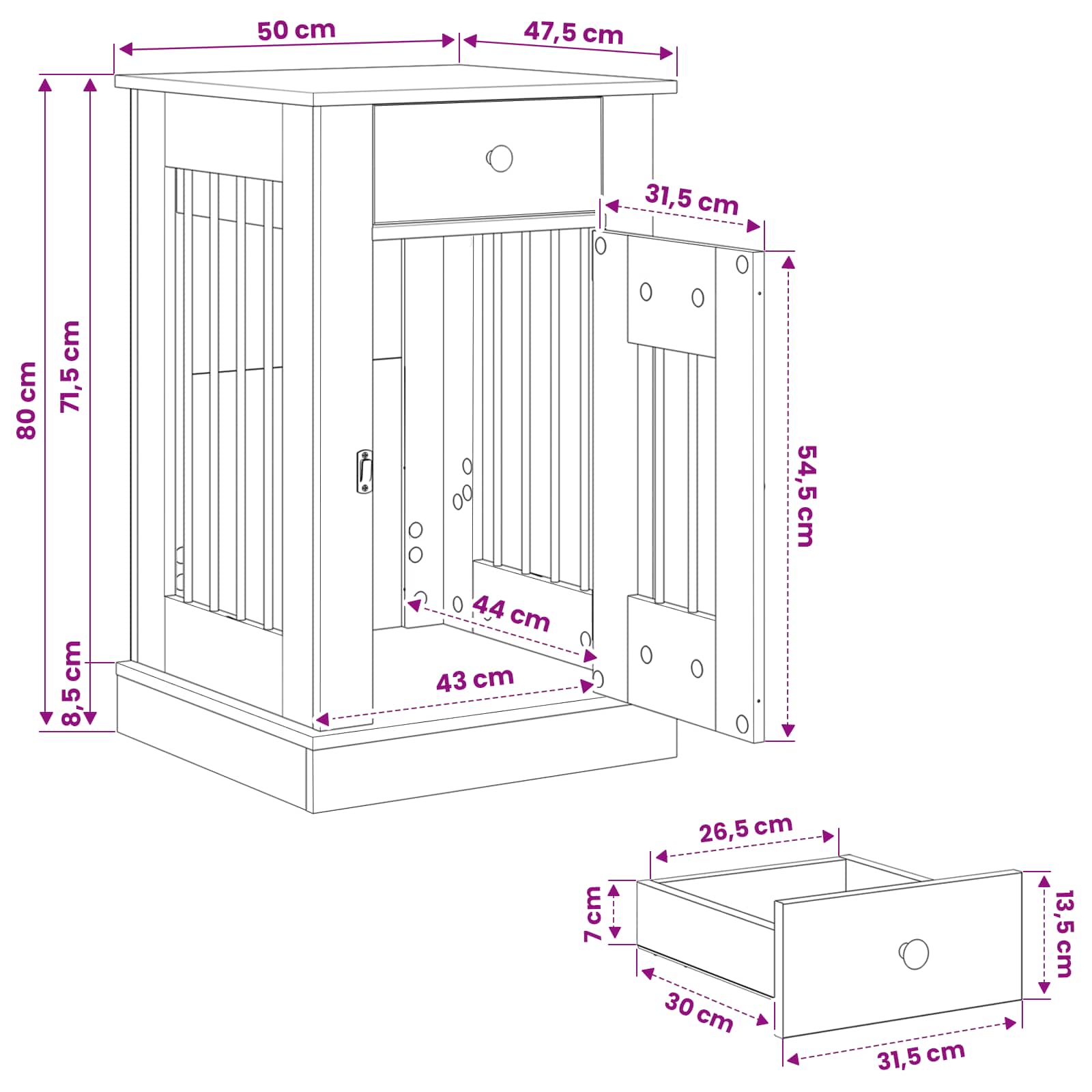 Hond Bench Meubel Gerookt eiken 50 x 47,5 x 80 cm Bewerkt hout
