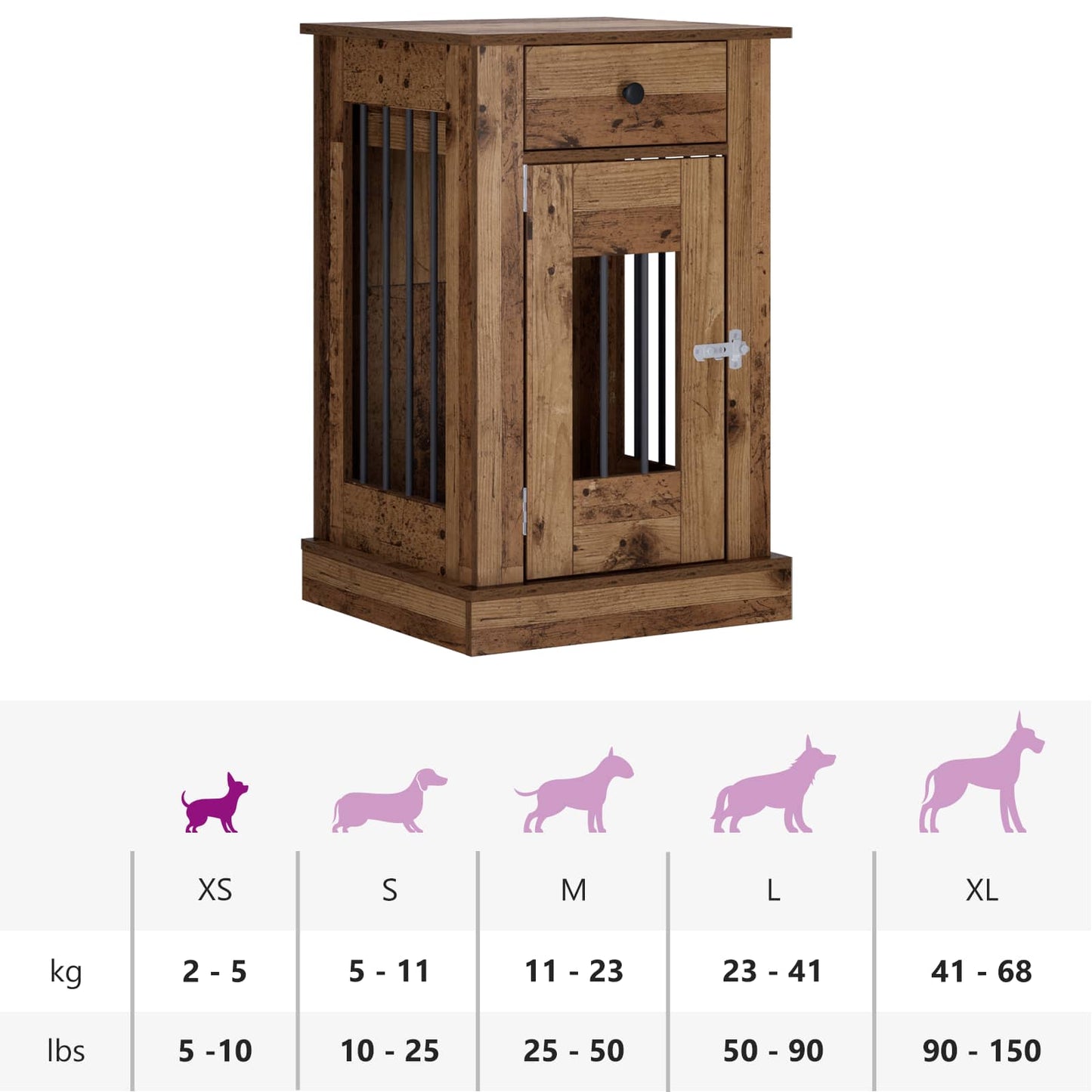 Hond Bench Meubel Oud hout 50 x 47,5 x 80 cm Bewerkt hout