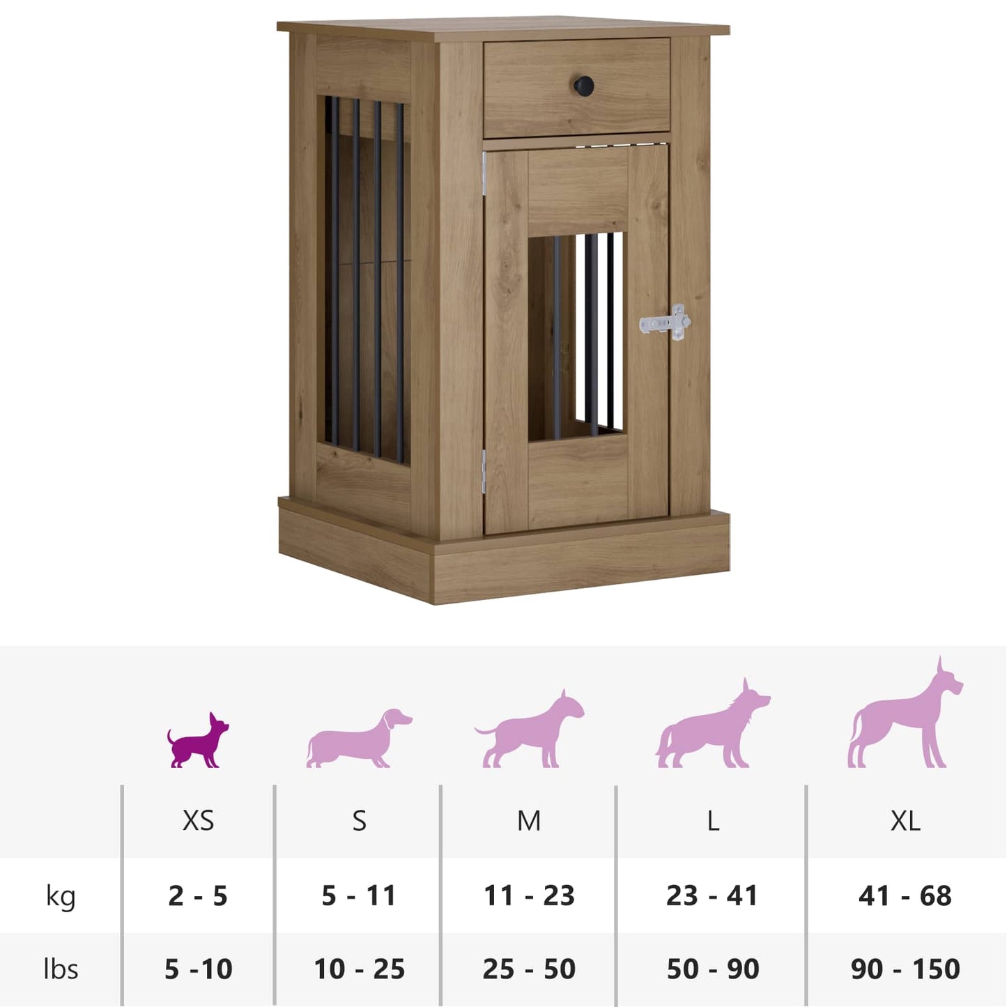 Hond Bench Meubel Artisanaal eiken 50 x 47,5 x 80 cm