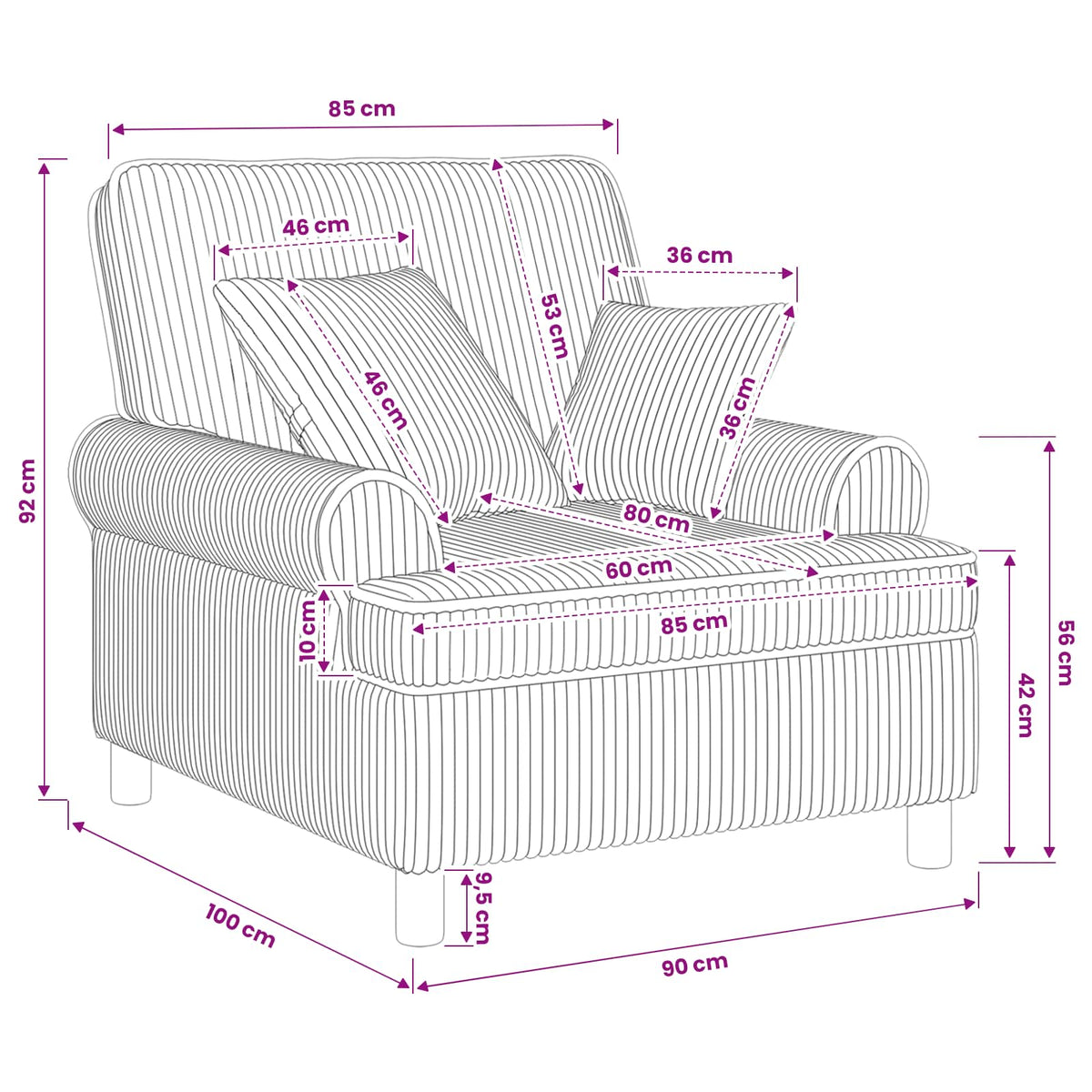 XL fauteuil met kussens Lichtgrijs 1,5 Lijnen Stof