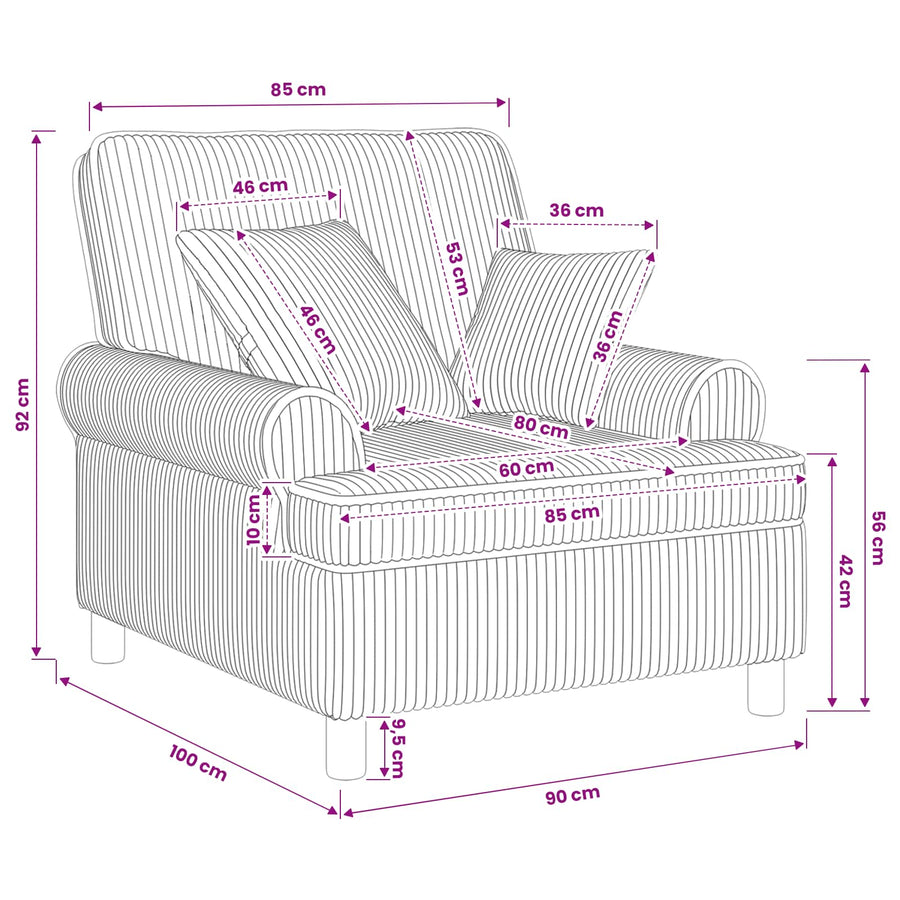 XL fauteuil met kussens Taupe 1,5 Lijnen Stof