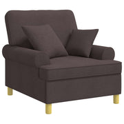 Fauteuil XL donkerbruin stof met kussens