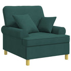 Fauteuil XL donkergroen stof met kussens
