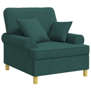 Fauteuil XL donkergroen stof met kussens