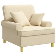 Fauteuil XL crèmekleurig stof met kussens