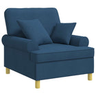 Fauteuil blauw stof 90x92x100 cm met kussens