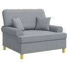 Fauteuil lichtgrijs stof met kussens 116x100x92 cm